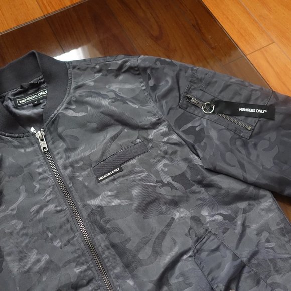 Members Only Men's Ma-1 Bomber Jacket Grey Camo M - Picture 4 of 11